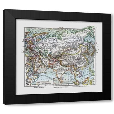 Asia - Perthes 1921 Black Modern Wood Framed Art Print by Perthes