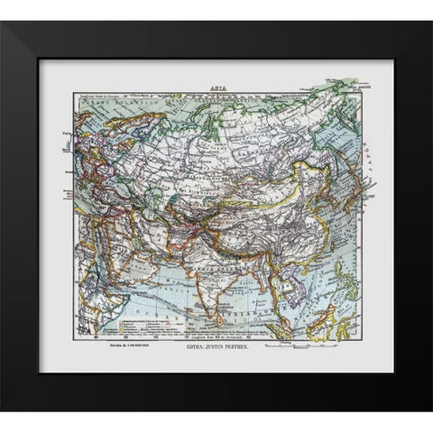 Asia - Perthes 1921 Black Modern Wood Framed Art Print by Perthes