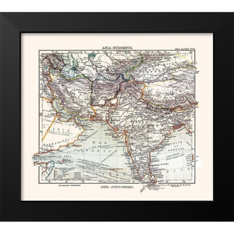 Southwest Asia - Perthes 1921 Black Modern Wood Framed Art Print by Perthes