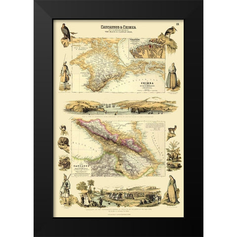Asia Caucasus Crimea Black Caspian Seas Black Modern Wood Framed Art Print by Edinburgh