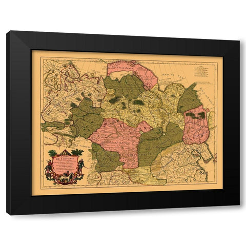 Asia Tartary Siberia - De Lisle 1706 Black Modern Wood Framed Art Print by De L''isle