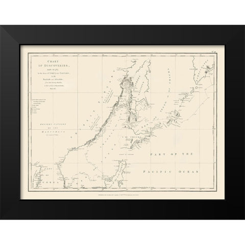 Asia China Tartary Seas Discoveries - Robinson Black Modern Wood Framed Art Print by Robinson