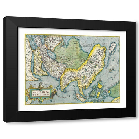 Asia - Ortelius 1670 Black Modern Wood Framed Art Print with Double Matting by Ortelius
