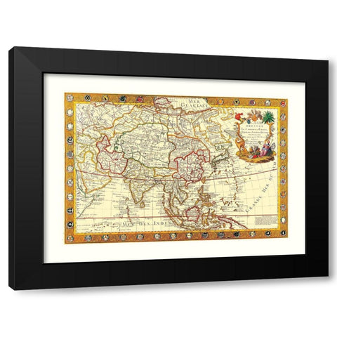 Asia - Danet 1732 Black Modern Wood Framed Art Print with Double Matting by Danet