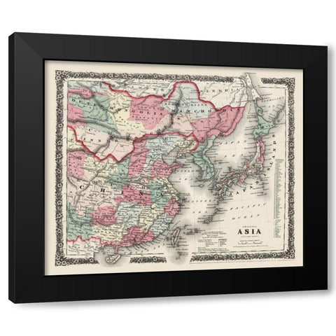 Asia - Colton 1858 Black Modern Wood Framed Art Print with Double Matting by Colton