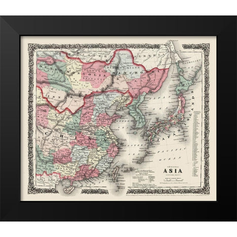 Asia - Colton 1858 Black Modern Wood Framed Art Print by Colton