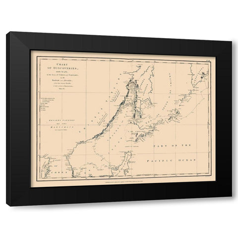 Asia Chart of Discoveries - Robinson 1798 Black Modern Wood Framed Art Print by Robinson