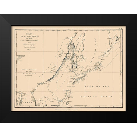 Asia Chart of Discoveries - Robinson 1798 Black Modern Wood Framed Art Print by Robinson