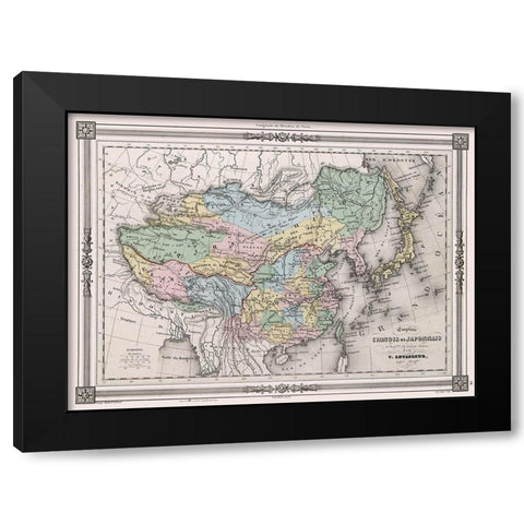 China Japan - Levasseur Black Modern Wood Framed Art Print with Double Matting by Levasseur