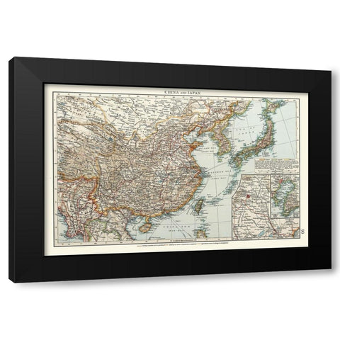 China Japan - Andree 1895 Black Modern Wood Framed Art Print by Andree
