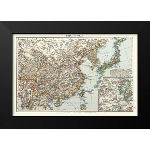 China Japan - Andree 1895 Black Modern Wood Framed Art Print by Andree