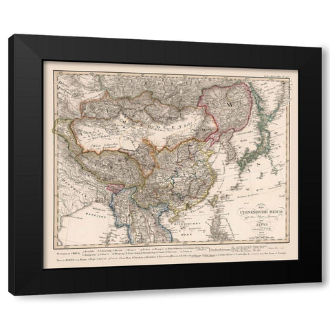 Asia Chinese Empire Japan - Stieler 1826 Black Modern Wood Framed Art Print with Double Matting by Stieler