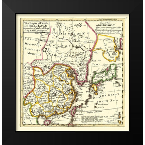 Asia Chinese Empire Japan - Moll 1736 Black Modern Wood Framed Art Print by Moll