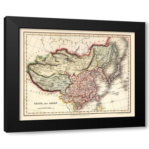 China Japan - Higgins 1832 Black Modern Wood Framed Art Print with Double Matting by Higgins