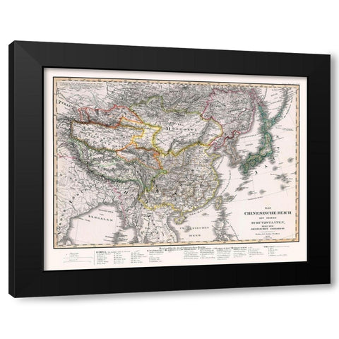 China Japan - Perthes 1833 Black Modern Wood Framed Art Print by Perthes