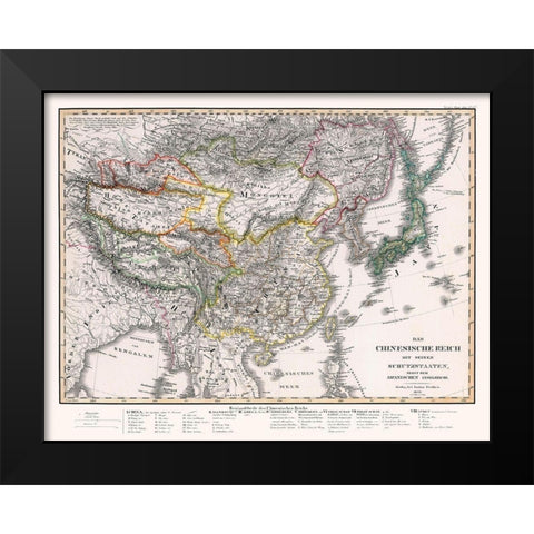 China Japan - Perthes 1833 Black Modern Wood Framed Art Print by Perthes