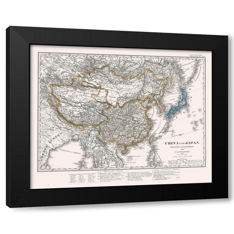 China Japan - Perthes 1866 Black Modern Wood Framed Art Print by Perthes