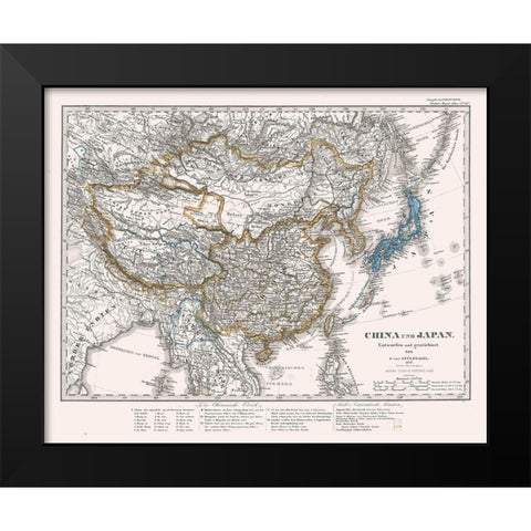 China Japan - Perthes 1866 Black Modern Wood Framed Art Print by Perthes