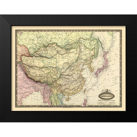 China Japan - Renouard 1860 Black Modern Wood Framed Art Print by Renouard