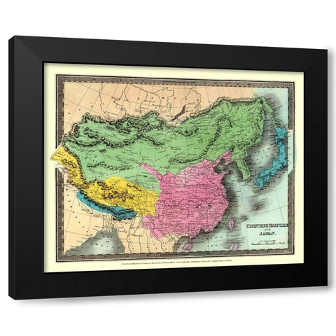 Asia Chinese Empire Japan - Thomas 1833 Black Modern Wood Framed Art Print with Double Matting by Thomas
