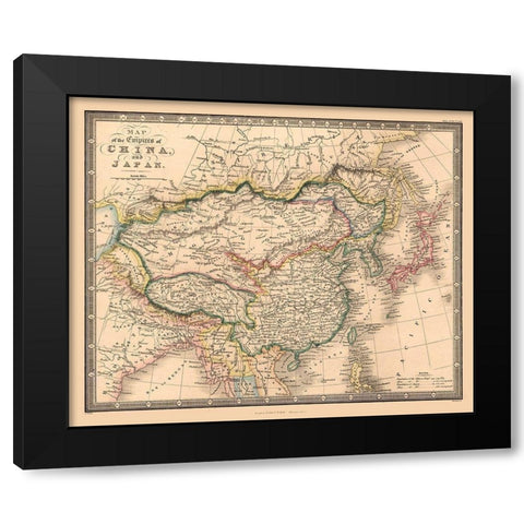 China Japan - Wyld 1864 Black Modern Wood Framed Art Print by Wyld