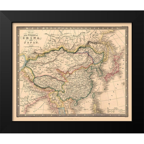 China Japan - Wyld 1864 Black Modern Wood Framed Art Print by Wyld