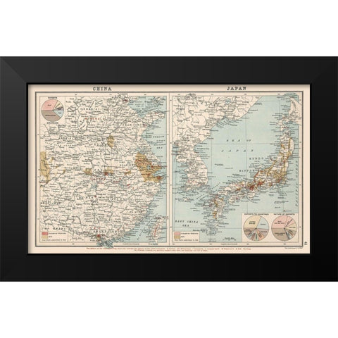 Asia China Japan Exports - Bartholomew 1907 Black Modern Wood Framed Art Print by Bartholomew