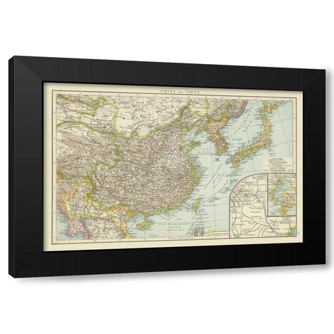 China Japan - Andree 1881 Black Modern Wood Framed Art Print by Andree