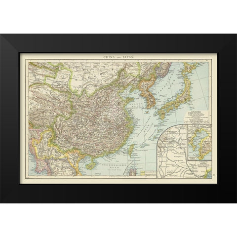 China Japan - Andree 1881 Black Modern Wood Framed Art Print by Andree