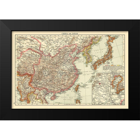 China Japan - Andree 1895 Black Modern Wood Framed Art Print by Andree