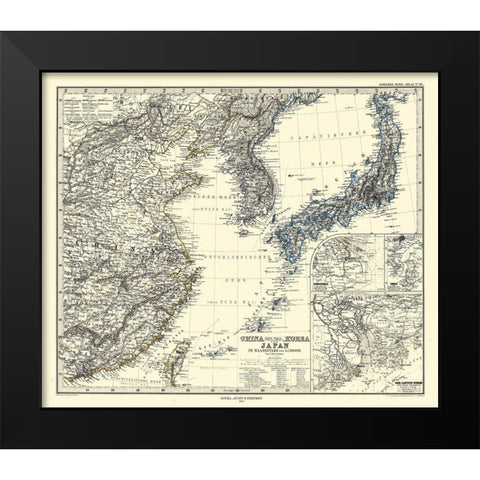 China Japan Korea - Perthes 1872 Black Modern Wood Framed Art Print by Perthes