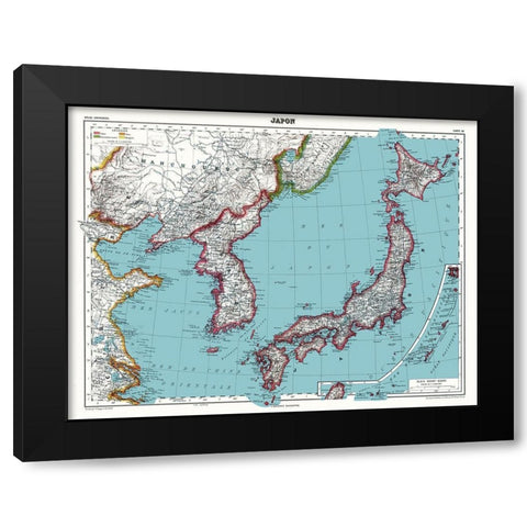 Japan Asia - Schrader 1935 Black Modern Wood Framed Art Print with Double Matting by Schrader