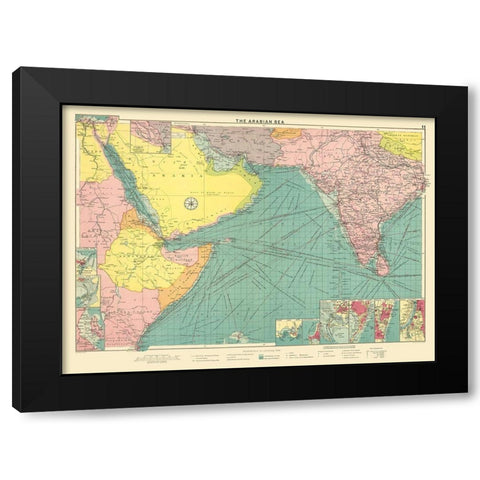 Asia Arabian Sea Region - Philip 1905 Black Modern Wood Framed Art Print by Philip