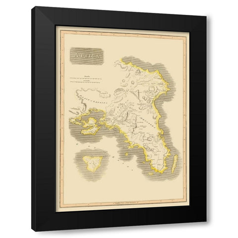Attica Region Greece - Thomson 1815 Black Modern Wood Framed Art Print by Thomson