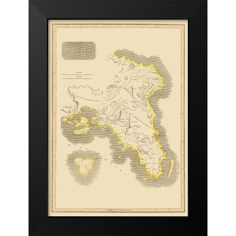 Attica Region Greece - Thomson 1815 Black Modern Wood Framed Art Print by Thomson