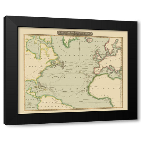 North Atlantic Ocean - Thomson 1817 Black Modern Wood Framed Art Print with Double Matting by Thomson