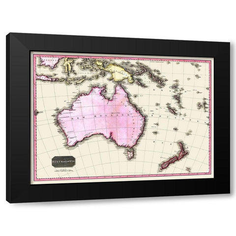 Australia Oceania - Dobson 1818 Black Modern Wood Framed Art Print with Double Matting by Dobson