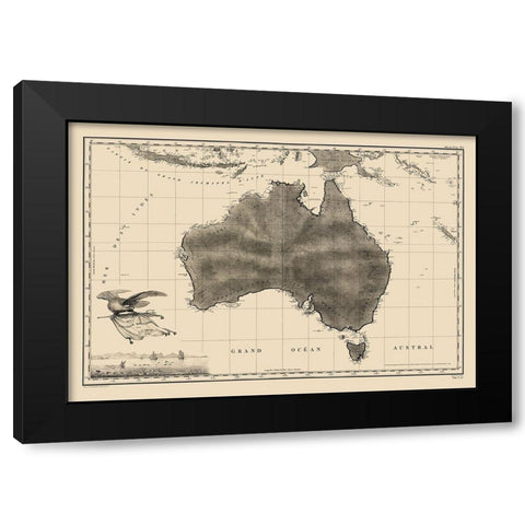 Australia - Freycinet 1811 Black Modern Wood Framed Art Print with Double Matting by Freycinet