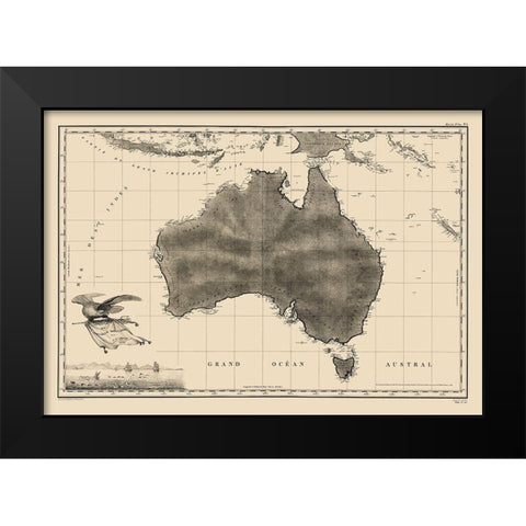 Australia - Freycinet 1811 Black Modern Wood Framed Art Print by Freycinet