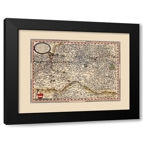Austria - Ortelius 1570 Black Modern Wood Framed Art Print with Double Matting by Ortelius