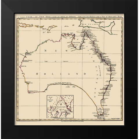 Australia New Holland - Stockdale 1767 Black Modern Wood Framed Art Print by Stockdale
