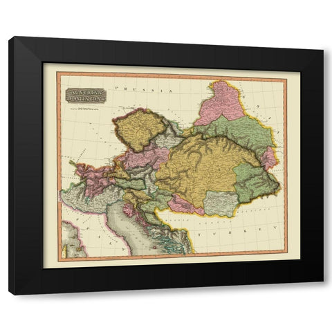 Austria - Thomson 1816 Black Modern Wood Framed Art Print with Double Matting by Thomson