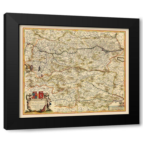 Austria - De Wit 1688 Black Modern Wood Framed Art Print with Double Matting by De Wit