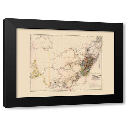 Southeast Australia - Arrowsmith 1844 Black Modern Wood Framed Art Print with Double Matting by Arrowsmith