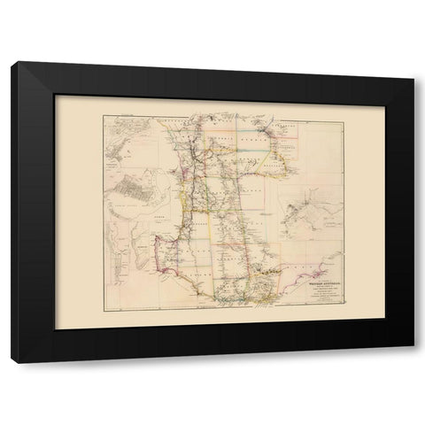 Australia Western Colony - Arrowsmith 1844 Black Modern Wood Framed Art Print with Double Matting by Arrowsmith