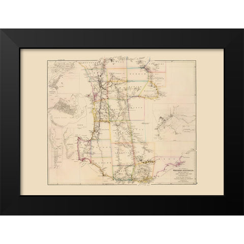 Australia Western Colony - Arrowsmith 1844 Black Modern Wood Framed Art Print by Arrowsmith