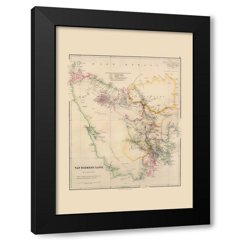 Australia Van Diemens Land Tasmania Black Modern Wood Framed Art Print with Double Matting by Arrowsmith