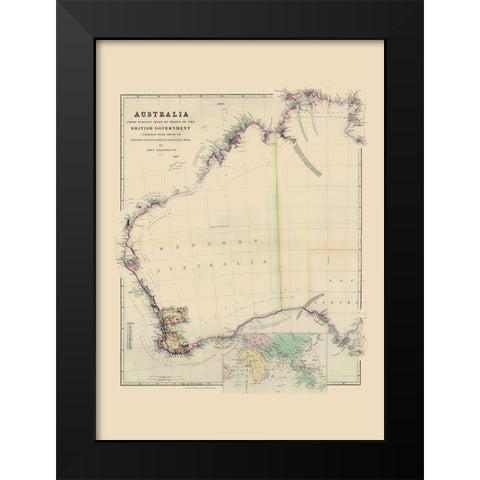 Australia Western Surveys - Arrowsmith 1844 Black Modern Wood Framed Art Print by Arrowsmith