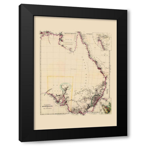 Eastern Australia - Arrowsmith 1844 Black Modern Wood Framed Art Print with Double Matting by Arrowsmith