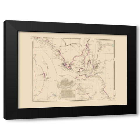 Australia Southern Maritime - Arrowsmith 1844 Black Modern Wood Framed Art Print by Arrowsmith